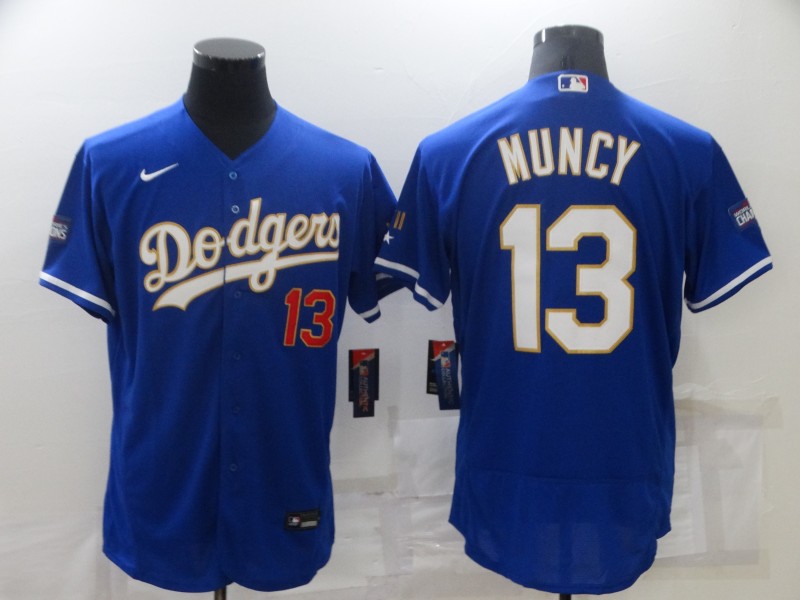 2021 Men Los Angeles Dodgers #13 Muncy blue elite jerseys->toronto blue jays->MLB Jersey